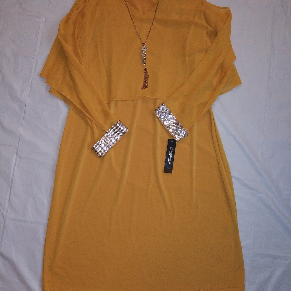 GLamour Night Yellow  Above Knee Sexy/Party Dress